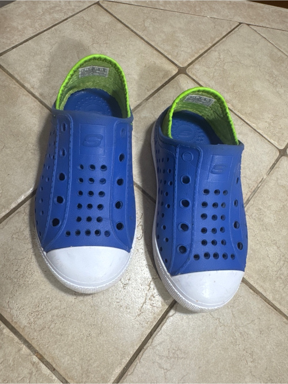 Skechers Blue Slip-On Water Shoes with Lime Green Lining